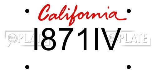 I871IV California License Plate