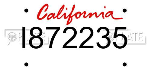 I872235 California License Plate