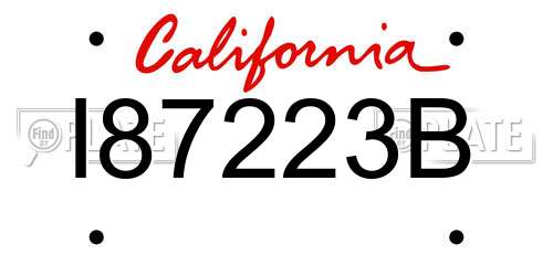 I87223B California License Plate