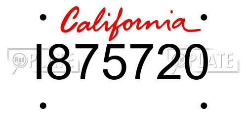 I875720 California License Plate