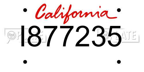 I877235 California License Plate