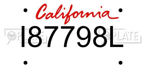 I87798L California License Plate