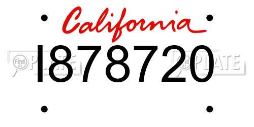 I878720 California License Plate