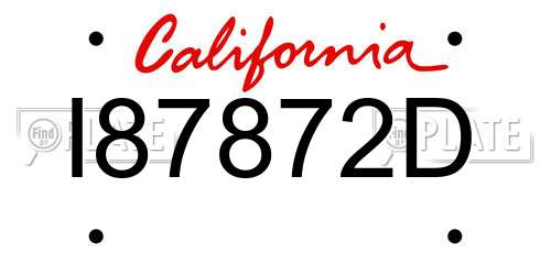 I87872D California License Plate