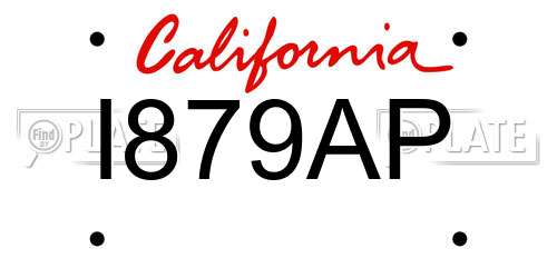 I879AP California License Plate