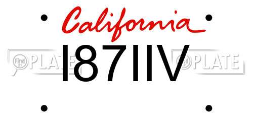 I87IIV California License Plate