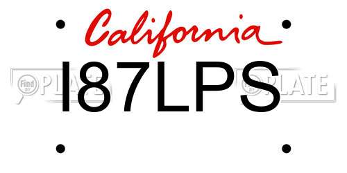 I87LPS California License Plate