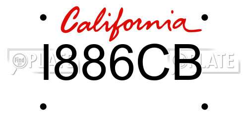 I886CB California License Plate