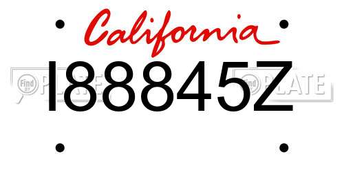 I88845Z California License Plate