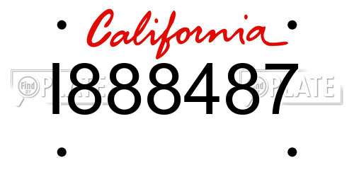 I888487 California License Plate