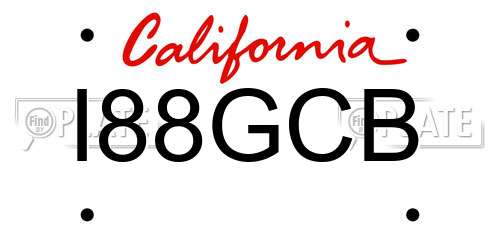 I88GCB California License Plate