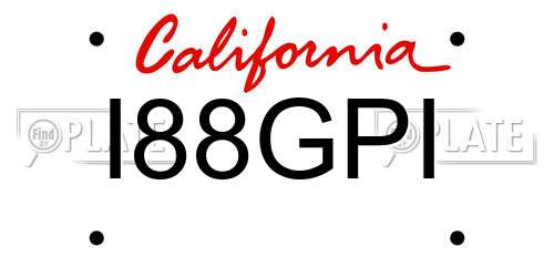 I88GPI California License Plate