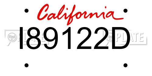 I89122D California License Plate