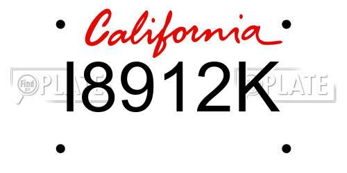 I8912K California License Plate