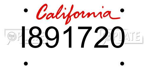 I891720 California License Plate