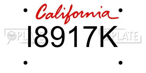 I8917K California License Plate