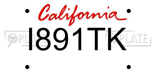 I891TK California License Plate