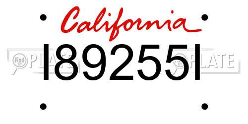 I89255I California License Plate