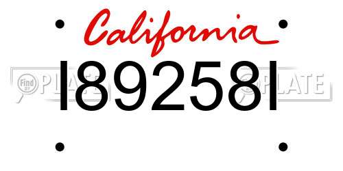 I89258I California License Plate