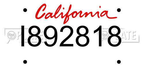 I892818 California License Plate