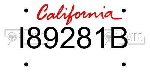 I89281B California License Plate