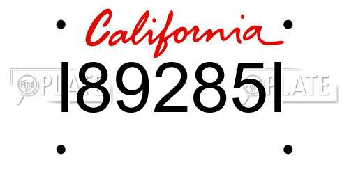 I89285I California License Plate