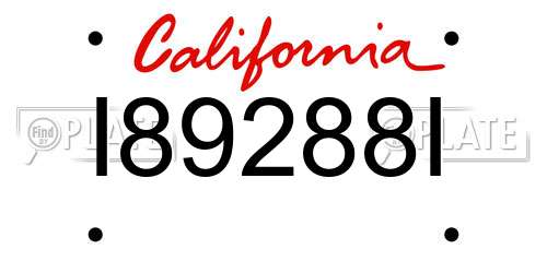 I89288I California License Plate