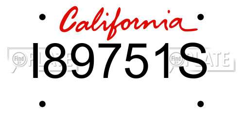 I89751S California License Plate