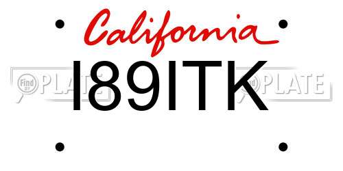 I89ITK California License Plate