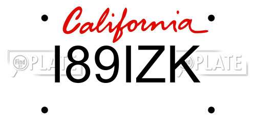 I89IZK California License Plate