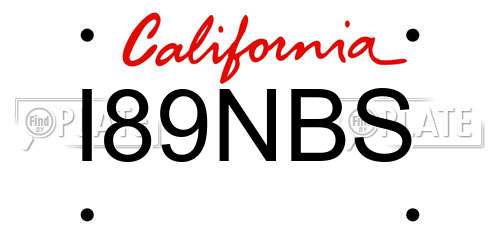 I89NBS California License Plate