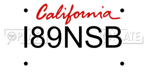 I89NSB California License Plate