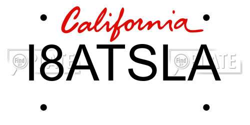 I8ATSLA California License Plate