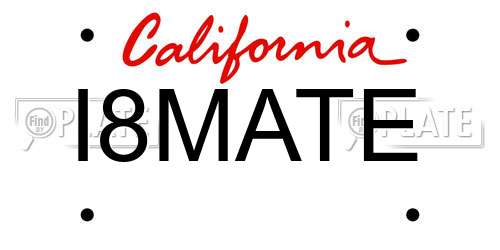I8MATE California License Plate