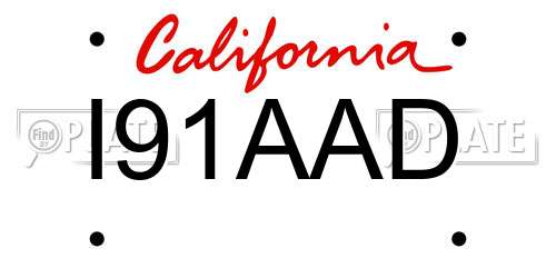 I91AAD California License Plate