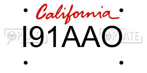 I91AAO California License Plate