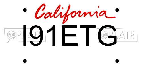 I91ETG California License Plate