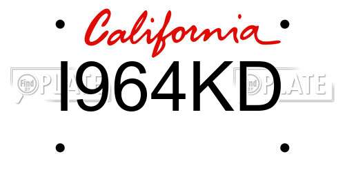 I964KD California License Plate