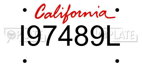 I97489L California License Plate