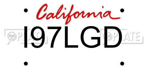 I97LGD California License Plate