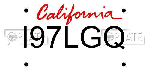 I97LGQ California License Plate