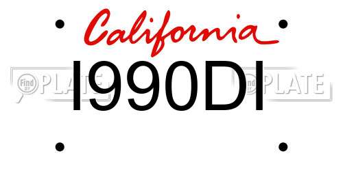 I990DI California License Plate