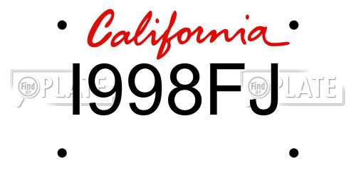 I998FJ California License Plate