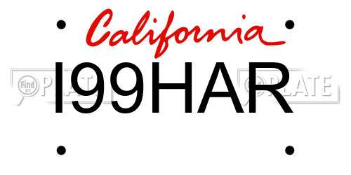 I99HAR California License Plate