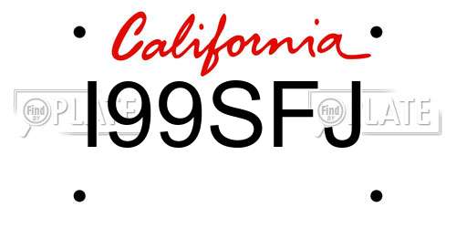 I99SFJ California License Plate