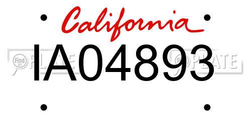 IA04893 California License Plate