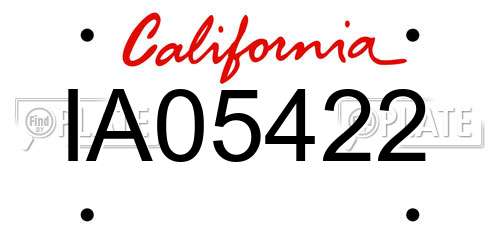 IA05422 California License Plate