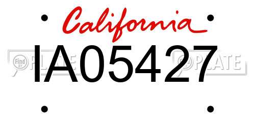IA05427 California License Plate