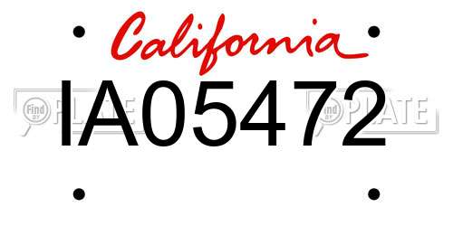 IA05472 California License Plate