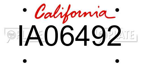 IA06492 California License Plate